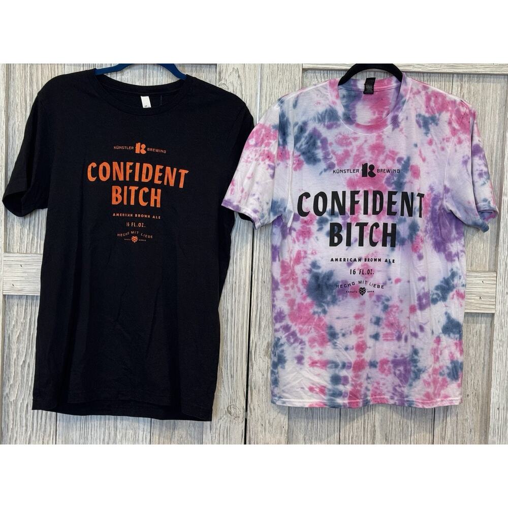 Kunstler Brewing Women Tshirt Tye Dye/black Size Medium Confident  Lot Of 2